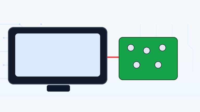 Illustration of an LED monitor connected to its power supply board